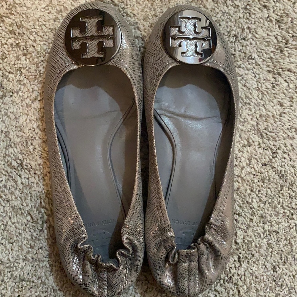 Tory Burch silver flats